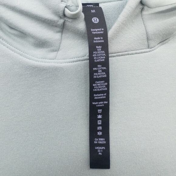 Lululemon City Sweat Pullover Hoodie Silver Blue Green Men's Size Medium - Picture 3 of 3